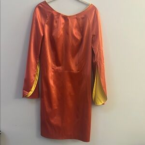 Nick Verreos - Elegant Salmon and Yellow Dress size 8